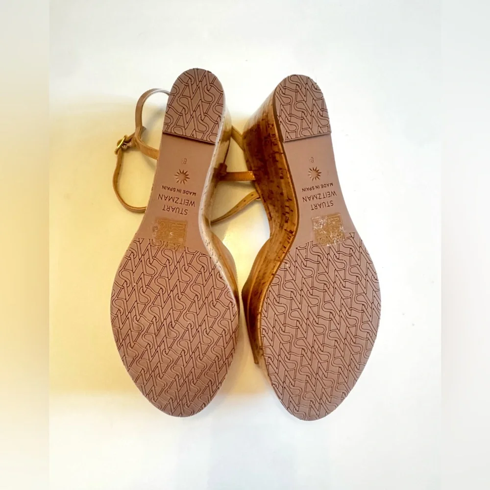 Stuart Weitzman Palmina Nude Cork Wedge Sandals - Picture 6 of 6